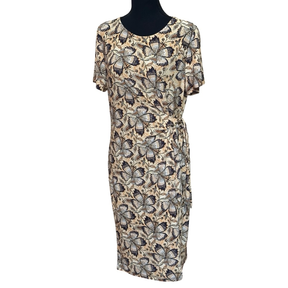 Anne Klein Butterfly Print Dress w/Side Tie Detail